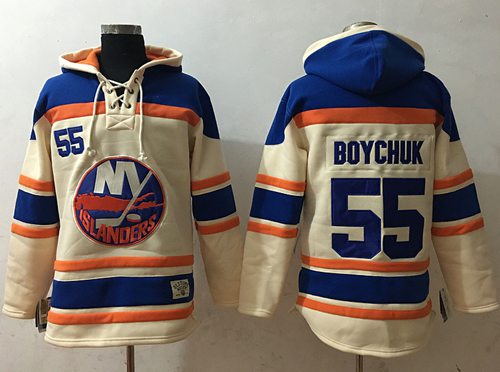 Islanders #55 Johnny Boychuk Cream Sawyer Hooded Sweatshirt Stitched NHL Jersey